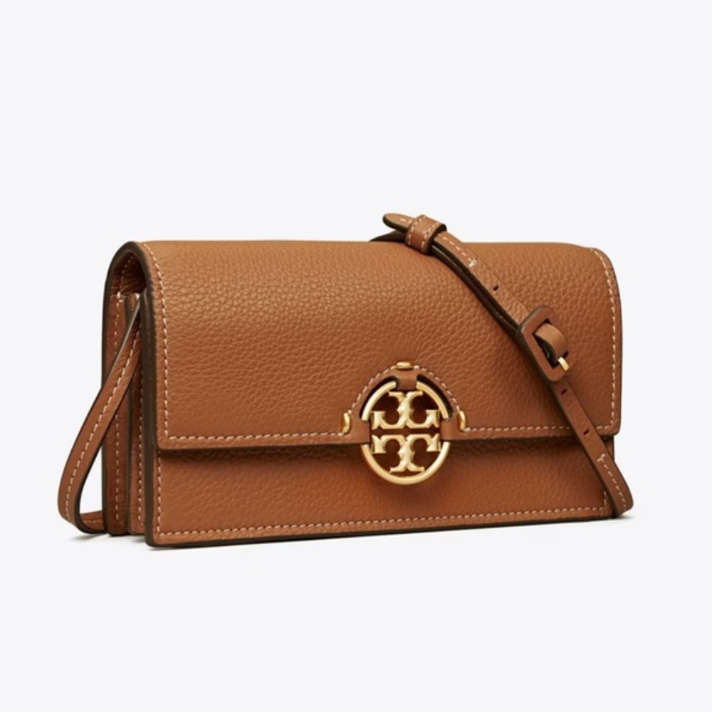 Tory Burch MILLER WALLET CROSSBODY bag Leather Clutch with Gold Accent